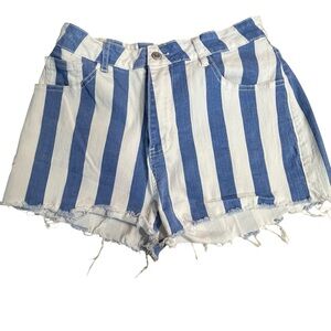 Striped Blue and White Jean Shorts